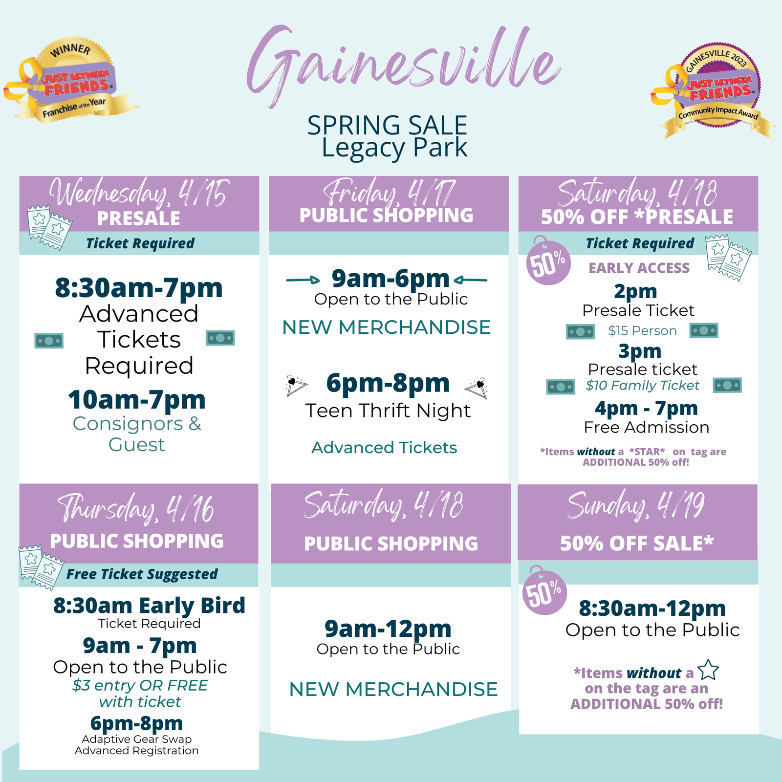 JBF Back to School Shopping Schedule.